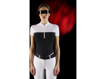 Tričko na preteky Perforated RiderTech Equestro, s krátkym rukávom, dámske, white/black