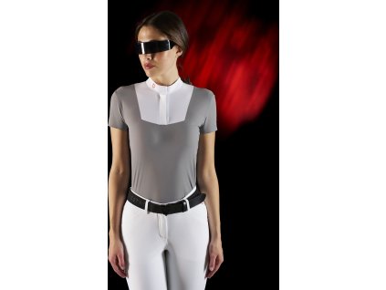 Tričko súťažné RiderTech Equestro, s krátkym rukávom, dámske, white/mockingbird