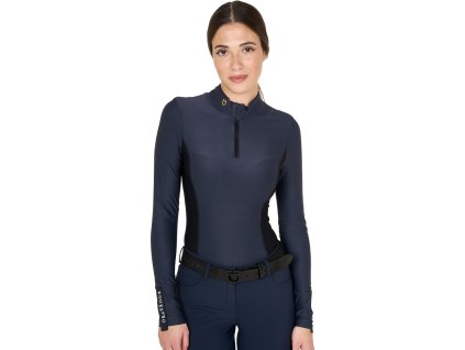 Tričko multifunkčné Training Polo Equestro, dámske, navy blazer