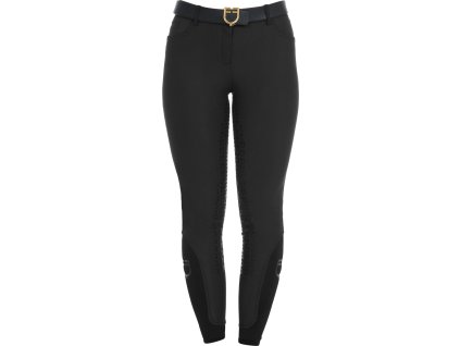 Rajtky jazdecké Fleece Equestro, s gripom, vyšším pásom, zimné, čierne