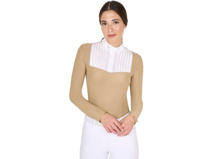 Tričko súťažné Rhinestone Equestro, dámske, beige