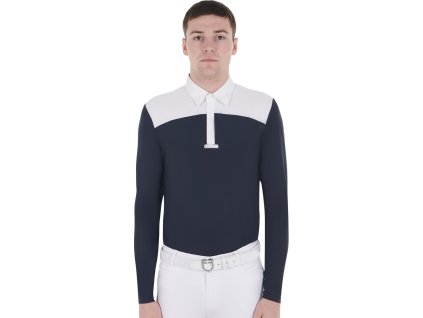 Tričko súťažné Polo Equestro, pánske, white/navy blazer