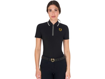 Tričko tréningové Tecno Stretch Equestro, s krátkym rukávom, dámske, black/antique white