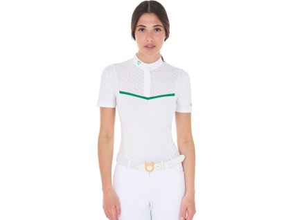 Tričko súťažné Knit Tape Equestro, s krátkym rukávom, dámske, white/ultramarine green