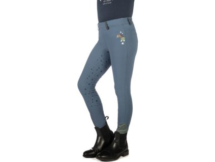 Legíny jazdecké Pony Dream II HKM, s gripom, detské, smokey blue