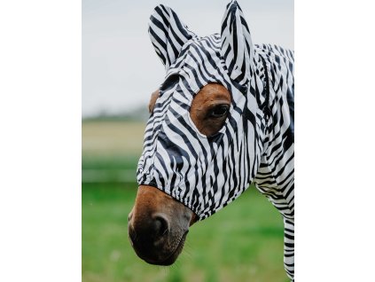 Maska ECZEMA Riding World, s ochranou uší, zebra