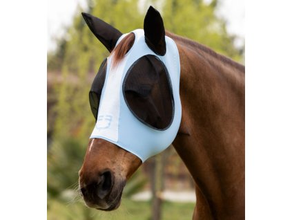 Maska proti hmyzu Lycra Equestro, s ochranou uší, omphalodes/brilliant white