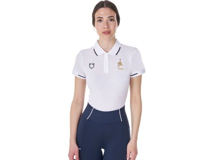 Tričko Polo X Fise Equestro, s krátkym rukávom, s gombíkmi, dámske, biele