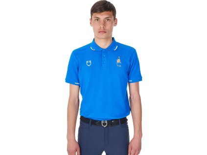 Tričko Polo X Fise Equestro, s krátkym rukávom, s gombíkmi, pánske, azzuroo savoia