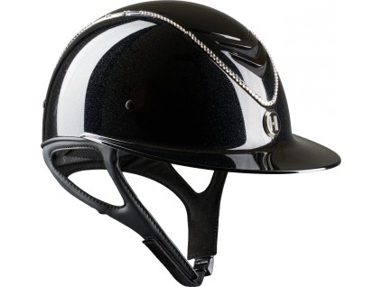 Prilba jazdecká Avancé Lux Shimmer ONE・K, white Swarovski/black shiny