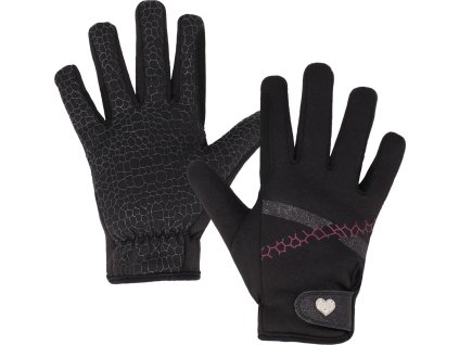 Rukavice jazdecké Lize QHP, detské, black/violet