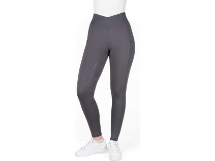 Legíny jazdecké Flora Je t'aime Equithème, s gripom, dámske, dark grey