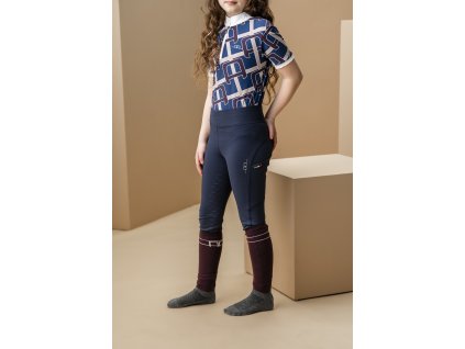 Legíny jazdecké Alba AA, s gripom, zateplené, detské, core navy