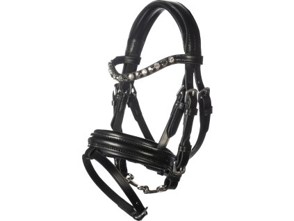 Uzdečka kožená pre Hobby Horse HKM, čierna