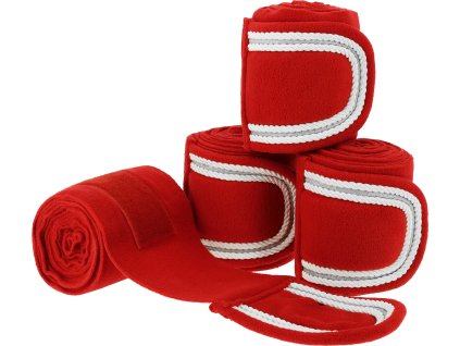 Bandáže X-mas Equithème, 3 m, 4 ks, red/white