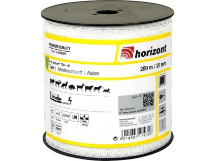 Páska k elektrickému ohradníku Farmer Horizont, 200 m, 20 mm, biela