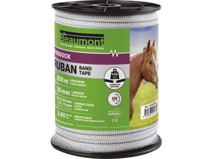 Páska k elektrickému ohradníku Beaumont, 200 m, 20 mm, white/green