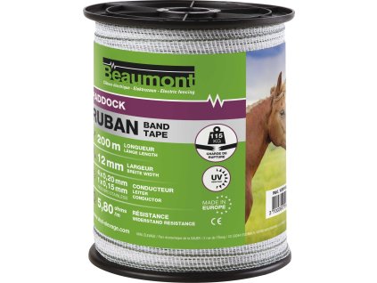 Páska k elektrickému ohradníku Beaumont, 200 m, 12 mm, white/green