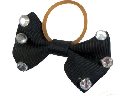 Gumičky do hrivy s mašličkou Hippotonic, s čírymi kamienkami, 20 ks, black crystal