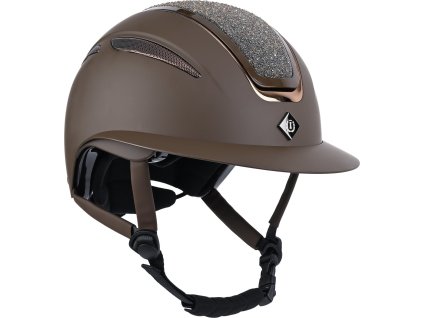 Prilba jazdecká Olania Deluxe Imperial Riding, širší šilt, hnedá