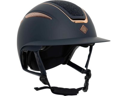 Prilba jazdecká Olania Deluxe Imperial Riding, širší šilt, navy/rose gold
