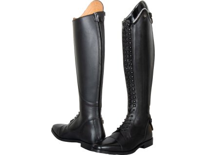 Čižmy jazdecké Olania Imperial Riding, užšie lýtko, dámske, black lack/crystal