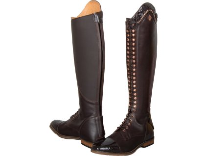 Čižmy jazdecké Olania Imperial Riding, užšie lýtko/vysoké, dámske, brown/brown croco