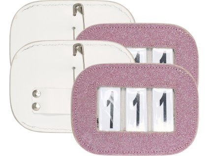 Číslo štartovné Glitter Square Imperial Riding, 2 ks, trojmiestne, pink