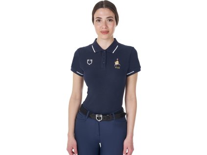 Tričko Polo X Fise Equestro, s krátkym rukávom, s gombíkmi, dámske, navy blazer