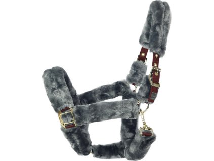 Ohlávka Show-Line Bucas, s plným barančekom, burgundy/black