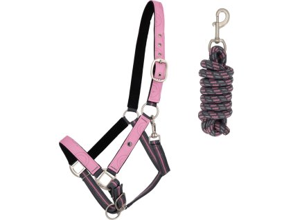 Set ohlávky s vodítkom QHP, cheery pink