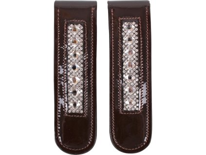 Spony na čižmy alebo minichapsy Sharina QHP, ozdobné, pár, brown/silver