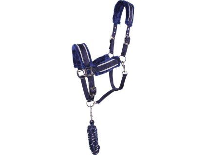Set ohlávky s vodítkom Dolci QHP, blue/silver (Veľkosť PONY)