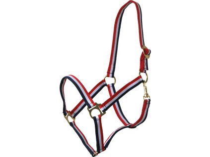 Ohlávka nylonová QHP, red/white/blue