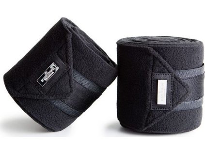 Bandáže fleecové Black Edition Equestrian Stockholm, 4 ks, 4 m, čierne