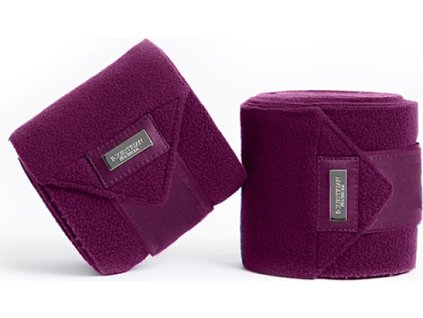 Bandáže fleecové Purple White Edge Equestrian Stockholm, 4 ks, 4 m, dark purple