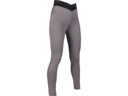 Legíny jazdecké Ruby HKM, s gripom, vyšším pásom, detské, grey