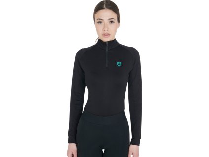 Tričko multifunkčné Base Layer Equestro, dámske, black/emerald