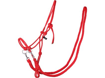 Ohlávka povrazová s oťažami QHP, bright red