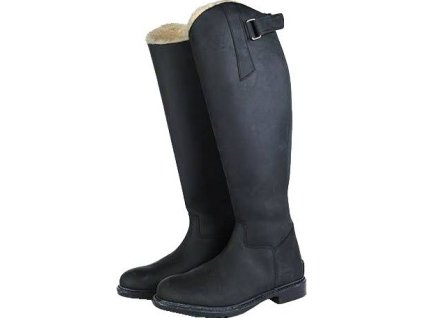 Čižmy jazdecké Flex Country HKM, štandardné lýtko/nízke, pre dospelých, čierne