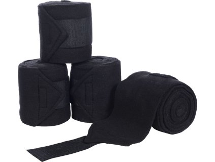 Bandáže fleecové Classic HKM, 4 ks, 1/2/3 m, čierne