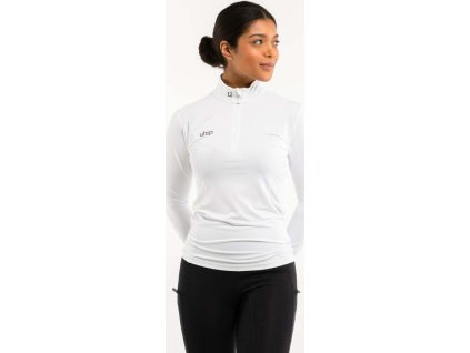 Tričko na preteky Technical UHIP, dámske, so zipsom, biele