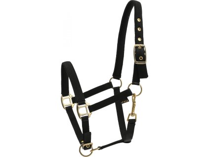 Ohlávka so zlatým kovaním Nylon HorseGuard, čierna