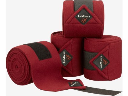 Bandáže fleecové Polo LeMieux, 4 ks, 3,8 m, burgundy