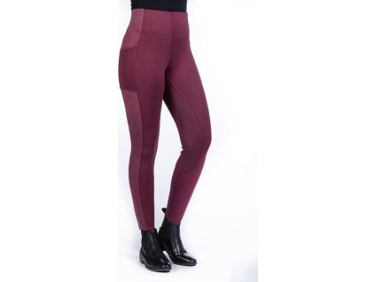 Legíny Mesh HKM, s gripom, dámske, wine red