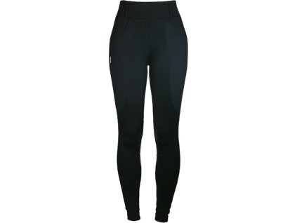Legíny Compression All Black Equestrian Stockholm, s gripom na kolenách, dámske, čierne