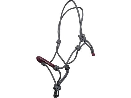 Ohlávka povrazová Strass HKM, grey/raspberry