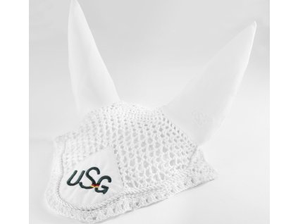 Ušaňa bavlnená USG, s logom, FULL, biela