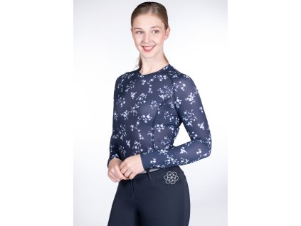 Tričko funkčné Fleurs Blooms Bury HKM, dámske, deep blue/white