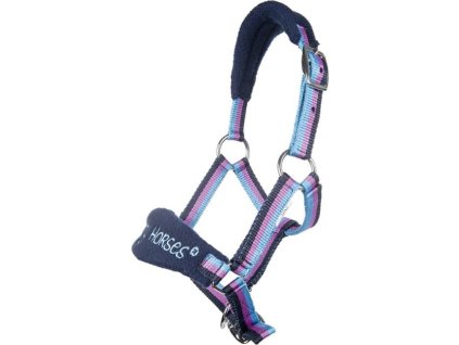 Ohlávka Funny Horses HKM, deep blue/blue/dark pink